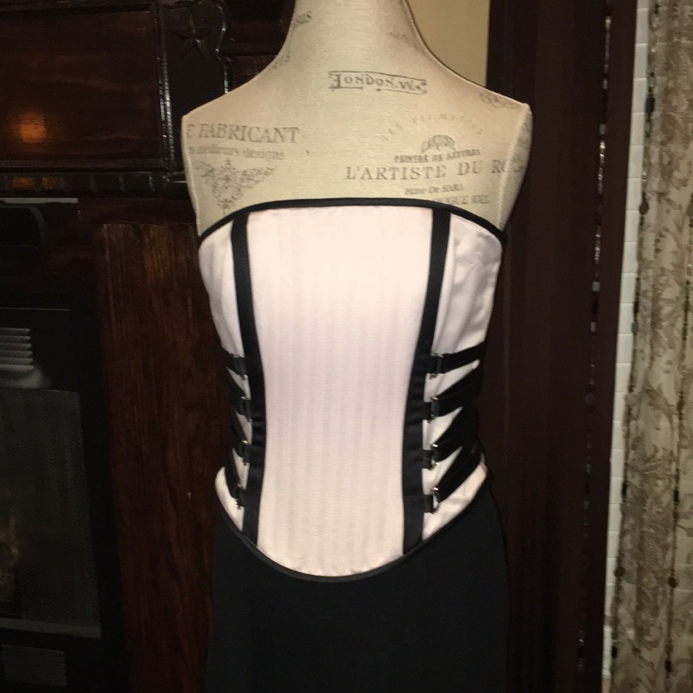 JESSICA McCLINTOCK 6 Vintage 80’s 90’s Pale Pink Bone Corset Long Formal Gown🍒